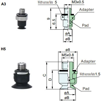 Short Type Vacuum Suction Cups Zp2 Mu